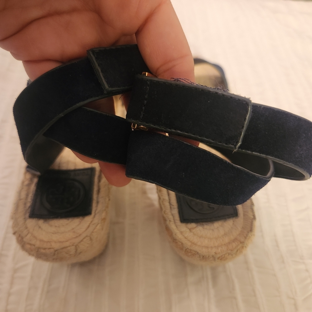 Tory Burch Navy Blue Baily Wmen's Blnsvy Blue  Espadrille Sandals  Size 9 - Picture 10 of 15